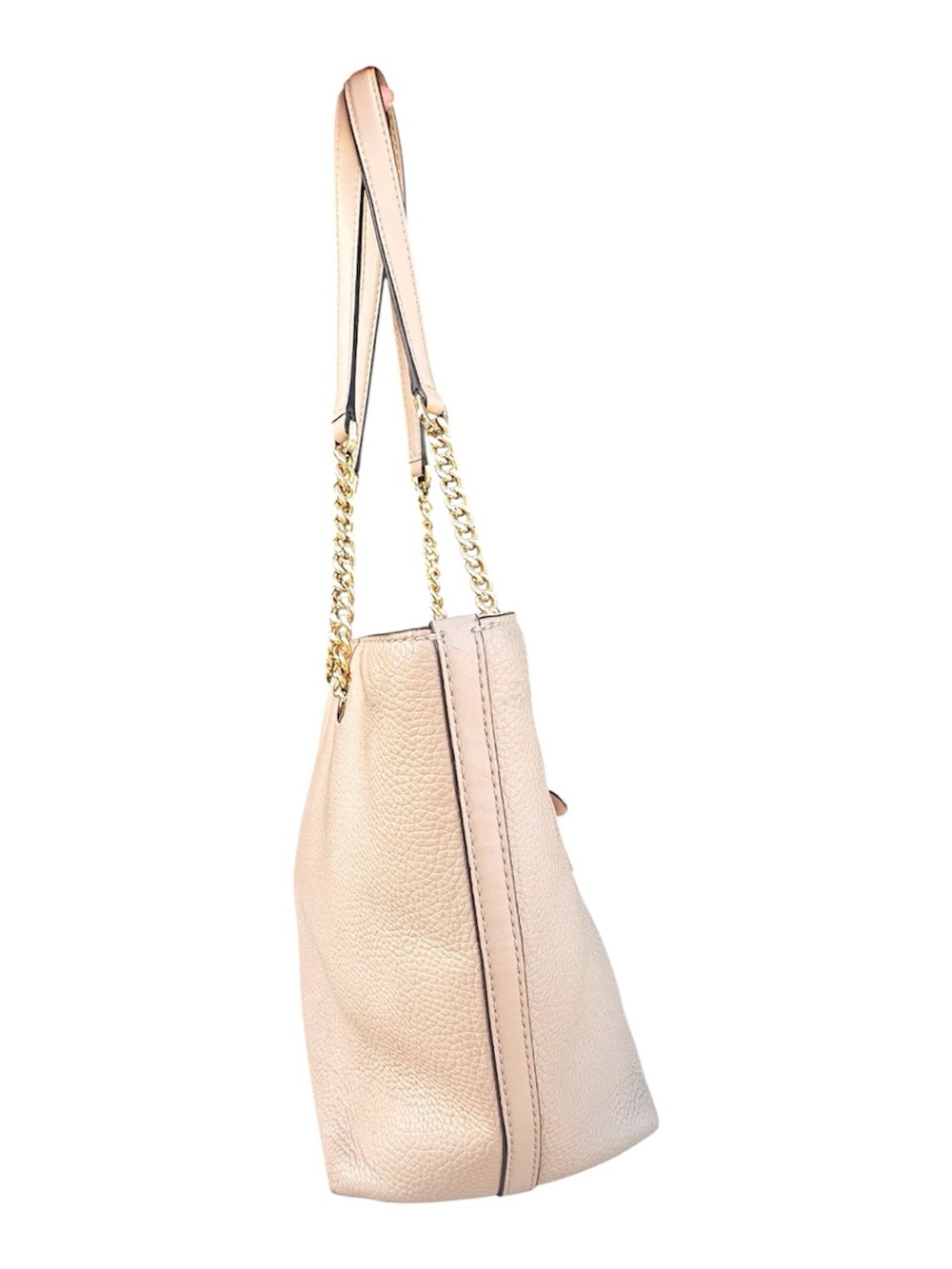 Michael Kors Beige Pebbled Leather Chain-Handle Shoulder Bag - Picture 3 of 10